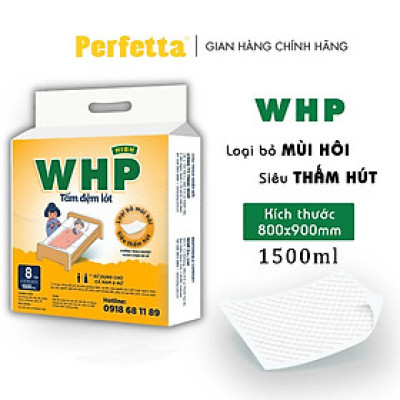 Tấm Đệm Lót WHP Underpad, Siêu Thấm Hút, Chống Trào Ngược, Khử Mùi Hiệu Quả Size 80x90 cm (8 miếng/túi)