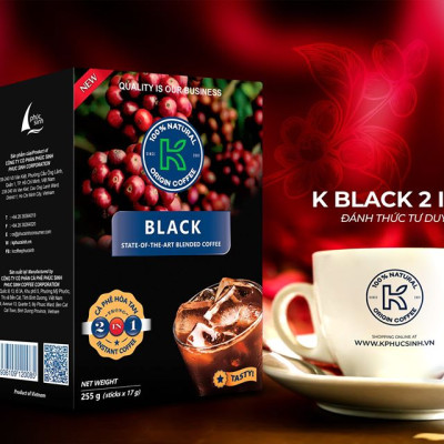 Cà Phê Hòa Tan K-Coffee Black 2in1 (255g / Hộp)