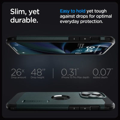Ốp lưng dành cho iPhone 15 Pro Max Spigen Tough Armor MagFit - Hàng Chính Hãng