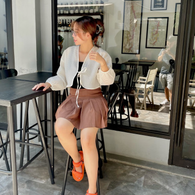 Giày Sandal Nữ The Bily 01W Quai Chéo Dây Rút - Màu Cam BL01WC