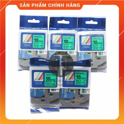 [Combo 3 hộp] Nhãn In Cho Brother Tz2-741 - Đen nền xanh lá 18mm x 8m - Hàng nhập khẩu