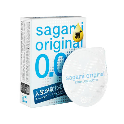 Bao cao su Sagami 002 Extra - Nhiều gel - Siêu mỏng - Non Latex - Hộp 3 chiếc