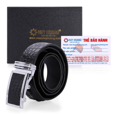 Thắt lưng nam da cá sấu Huy Hoàng gai đuôi 4P màu đen, nâu đất, nâu đỏ, vàng bò HC4721-22-23-25
