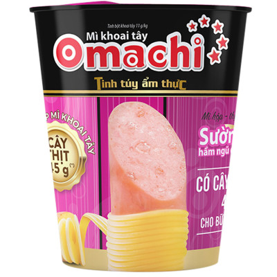 Thùng 24 ly mì khoai tây Omachi sườn hầm ngũ quả 113g (có cây thịt thật)