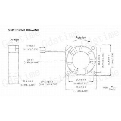 1pcs Gdstime 301 3cm 30mm 30x1mm DC 11V 1 Meter Cable Smart CPU Computer DC Cooling Cooler Fan