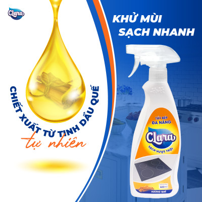 Tẩy dầu mỡ nhà bếp đa năng Clara hương gừng quế chai 500ml