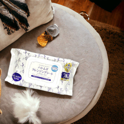 Khăn Ướt Tẩy Trang Chiết Xuất Hạt Ý Dĩ Kumano Hatomugi Wasosen Cleansing Sheet (70 tờ)